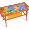 Pszihedelikus virgmints asztal Btor Asztal Fbl kszlt asztal klasszikus hatvanas vekbeli darab kzzel festett klnleges sznvilg virg Meska