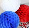 Fabulous Large Union Jack coloured tissue paper balls 40 cm diameter Pack contains one in each red white and blue