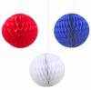 Cute small Union Jack coloured tissue paper balls 12 cm diameter Pack contains one in each red white and blue