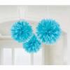 Blue fluffy tissue paper balls pom poms hanging decorations baby shower wedding hens party birthday party supplies