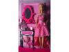 Barbie elegns tkletes rzsaszn koktlruhban tndkl A kszletben falitkr s szmos kiegszto tallhat A baba