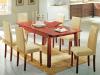 Cseresznye szn asztalbl s 6 db cseresznye beige texilbr huzat szkbl ll sztnyithat tkezgarnitra Az asztal 150x90 es mrete 45cm rel hosszabbthat