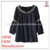 Latest designed rounded neckline puff sleeve top