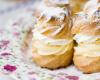 Put the filling into a pastry bag with a star tip and pipe it on the bottom of each cream puff Then pipe a layer of whipped cream and cover with tops you cut off earlier