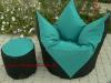 Babzskfotel tulipn forma puff fekete zld