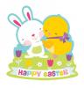 Nyuszi s Csibe Happy Easter Felirattal Hsvti Karton Dekorci 39 cm es Cikkszm a190143